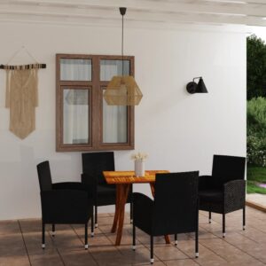 5 Piece Garden Dining Set Black