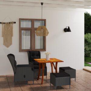 5 Piece Garden Dining Set Dark Grey