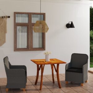 3 Piece Garden Dining Set Dark Grey