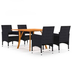 5 Piece Garden Dining Set Black