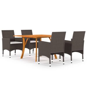 5 Piece Garden Dining Set Brown