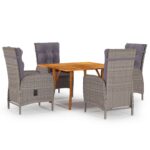 5 Piece Garden Dining Set Grey