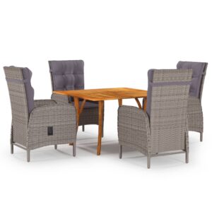 5 Piece Garden Dining Set Grey