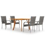 5 Piece Garden Dining Set Grey