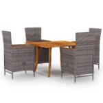 5 Piece Garden Dining Set Grey