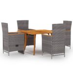 5 Piece Garden Dining Set Grey