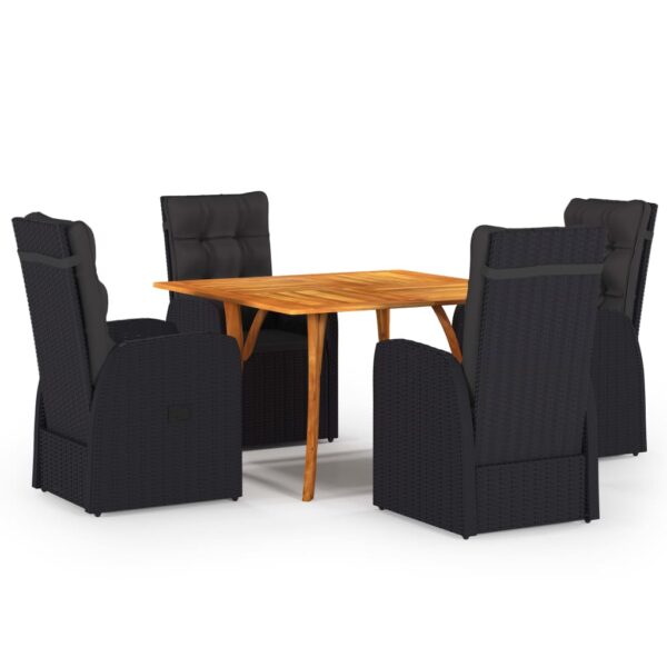 5 Piece Garden Dining Set Black