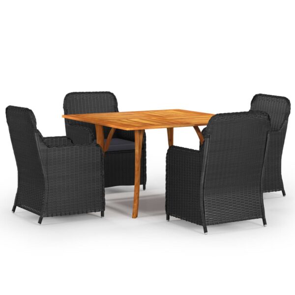 5 Piece Garden Dining Set Black