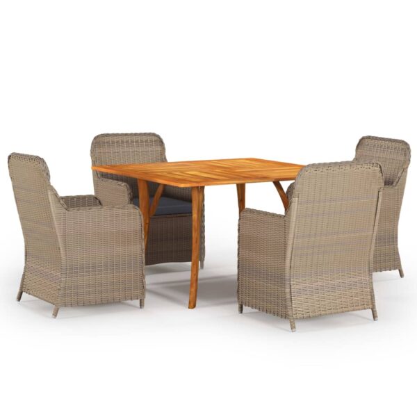 5 Piece Garden Dining Set Brown