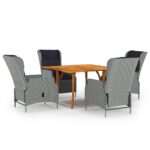 5 Piece Garden Dining Set Light Grey