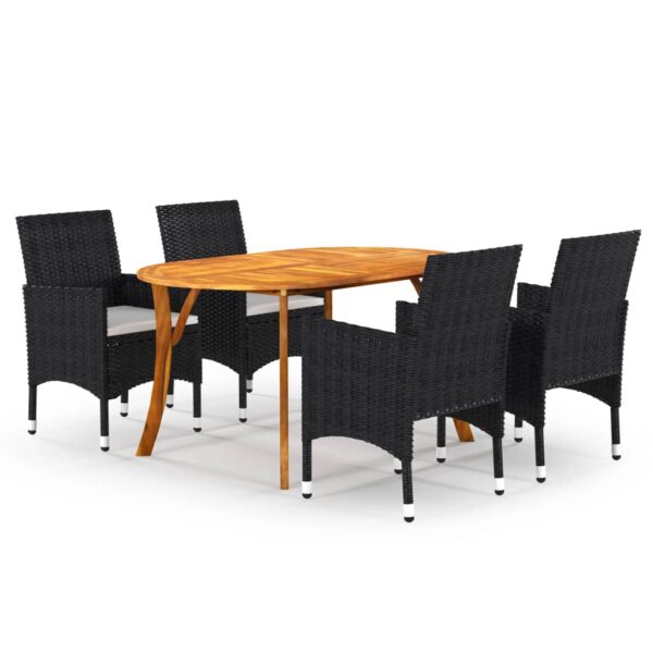 5 Piece Garden Dining Set Black