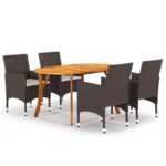 5 Piece Garden Dining Set Brown