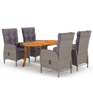 5 Piece Garden Dining Set Grey