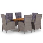 7 Piece Garden Dining Set Grey