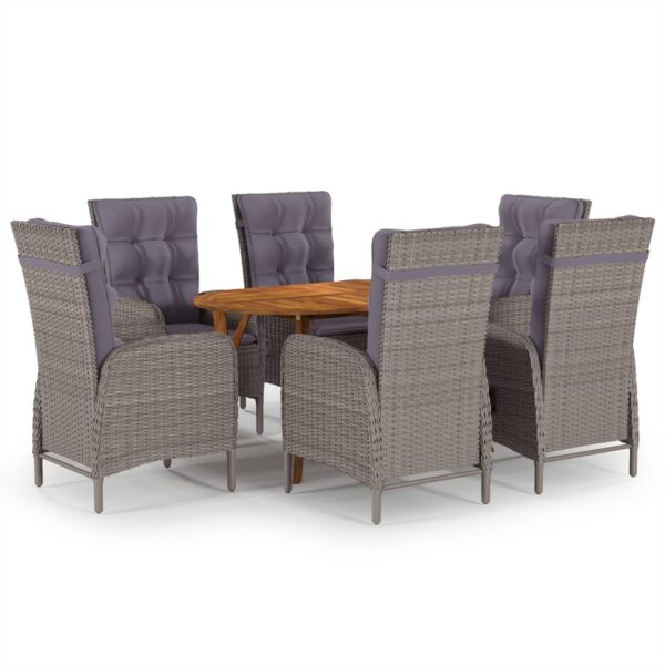 7 Piece Garden Dining Set Grey