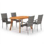 5 Piece Garden Dining Set Grey