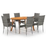 7 Piece Garden Dining Set Grey