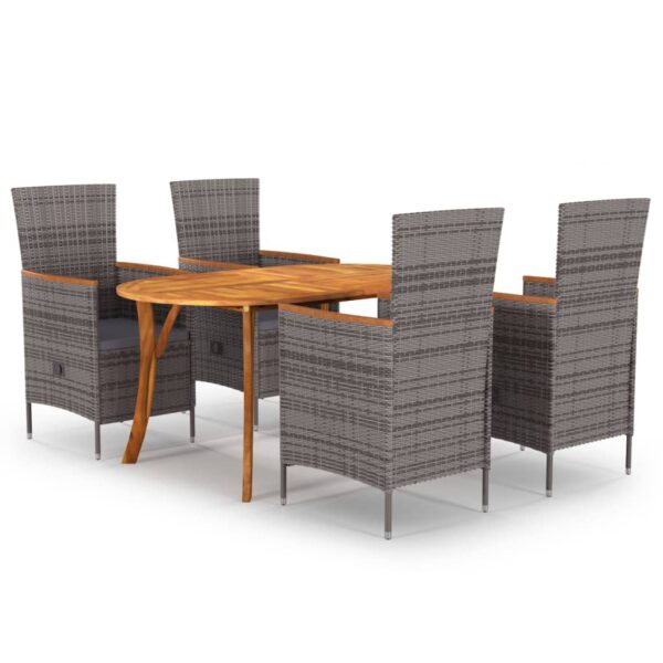 5 Piece Garden Dining Set Grey