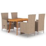 5 Piece Garden Dining Set Beige