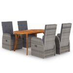 5 Piece Garden Dining Set Grey