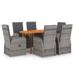 7 Piece Garden Dining Set Grey