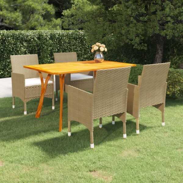 5 Piece Garden Dining Set Beige