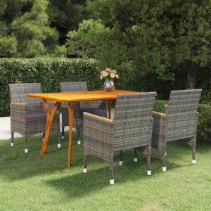 5 Piece Garden Dining Set Grey