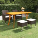 5 Piece Garden Dining Set Brown