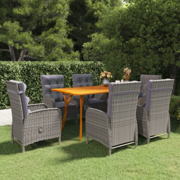 7 Piece Garden Dining Set Grey