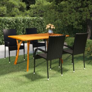 5 Piece Garden Dining Set Black