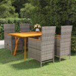 5 Piece Garden Dining Set Grey