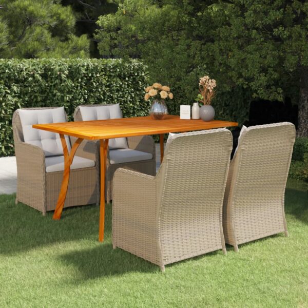 5 Piece Garden Dining Set Brown