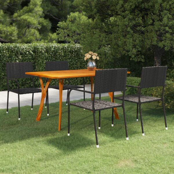 5 Piece Garden Dining Set Black