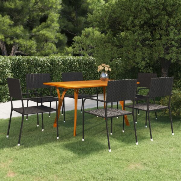 7 Piece Garden Dining Set Black