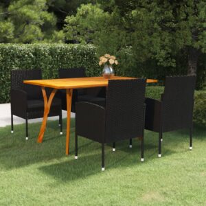 5 Piece Garden Dining Set Black