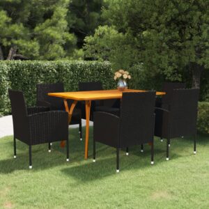 7 Piece Garden Dining Set Black