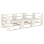 Chic White Wooden Pallet Sofa for Garden Patio Outdoor Indoor 3-Seater Cozy