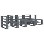 6 Piece Garden Pallet Lounge Set Wood Grey