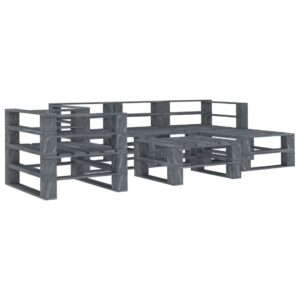 6 Piece Garden Pallet Lounge Set Wood Grey