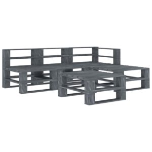 Rustic Grey Wooden Pallet Garden Lounge Set Outdoor Patio Furniture with Table