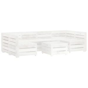 7 Piece Garden Lounge Set Pallets Wood White