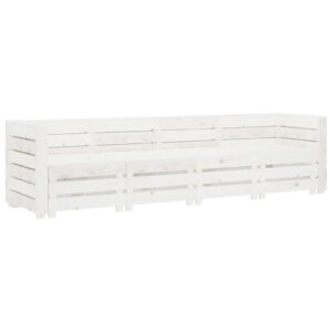 Chic White Wooden Pallet Sofa Set for Garden Patio Outdoor Seating Rustic Charm