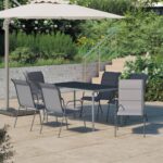 7 Piece Outdoor Dining Set Steel Anthracite