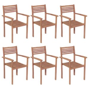 Stackable Garden Chairs 6 pcs Solid Teak Wood