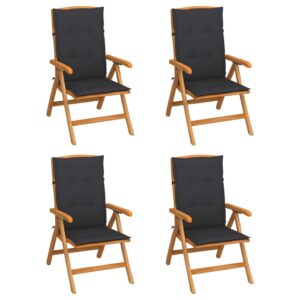 Reclining Garden Chairs with Cushions 4 pcs Solid Teak Wood