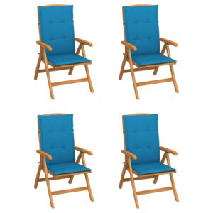 Reclining Garden Chairs with Cushions 4 pcs Solid Teak Wood