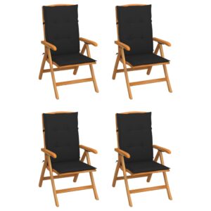 Reclining Garden Chairs with Cushions 4 pcs Solid Teak Wood