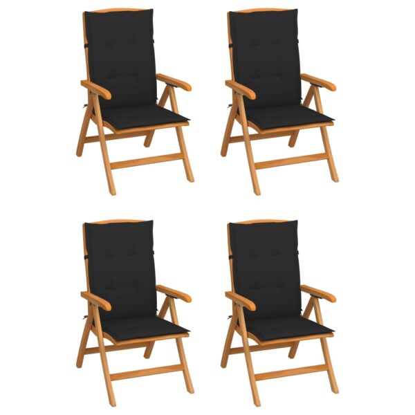 Reclining Garden Chairs with Cushions 4 pcs Solid Teak Wood