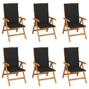 Reclining Garden Chairs with Cushions 6 pcs Solid Teak Wood