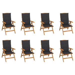 Reclining Garden Chairs with Cushions 8 pcs Solid Teak Wood